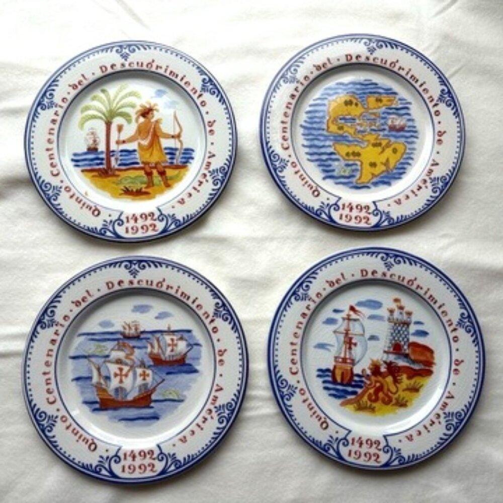 Tiffany & Co Columbus 500 Year Anniversary, Caribbean Set of 4 Plates 8 1/4"
